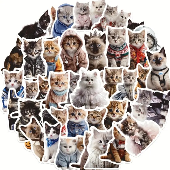 NIP! 50 Pieces of Adorable Realistic Cat and Kitten Stickers! - Picture 1 of 10